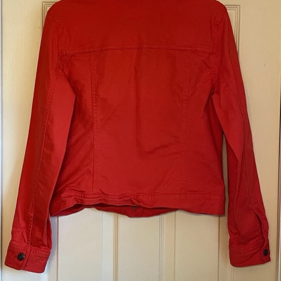 Old Navy rockstar women’s size large vibrant orange denim jean jacket - Picture 2 of 10